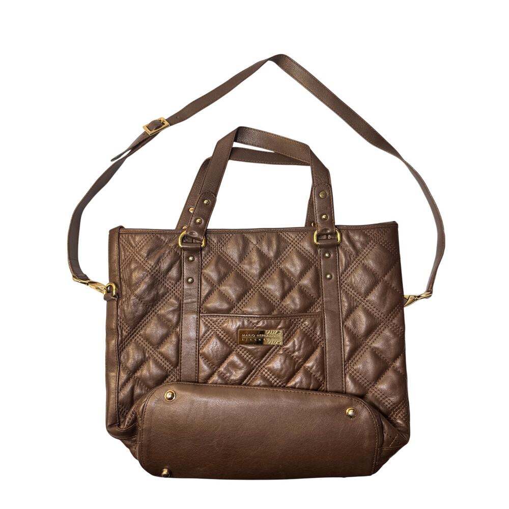 Mario Hernandez Brown Quilted Leather Tote Bag